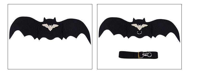 JMT-298954 Bat Wing Costume for Pets - Black Polyester and Felt Halloween Apparel for Small Animals