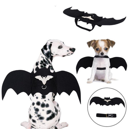 JMT-298954 Bat Wing Costume for Pets - Black Polyester and Felt Halloween Apparel for Small Animals