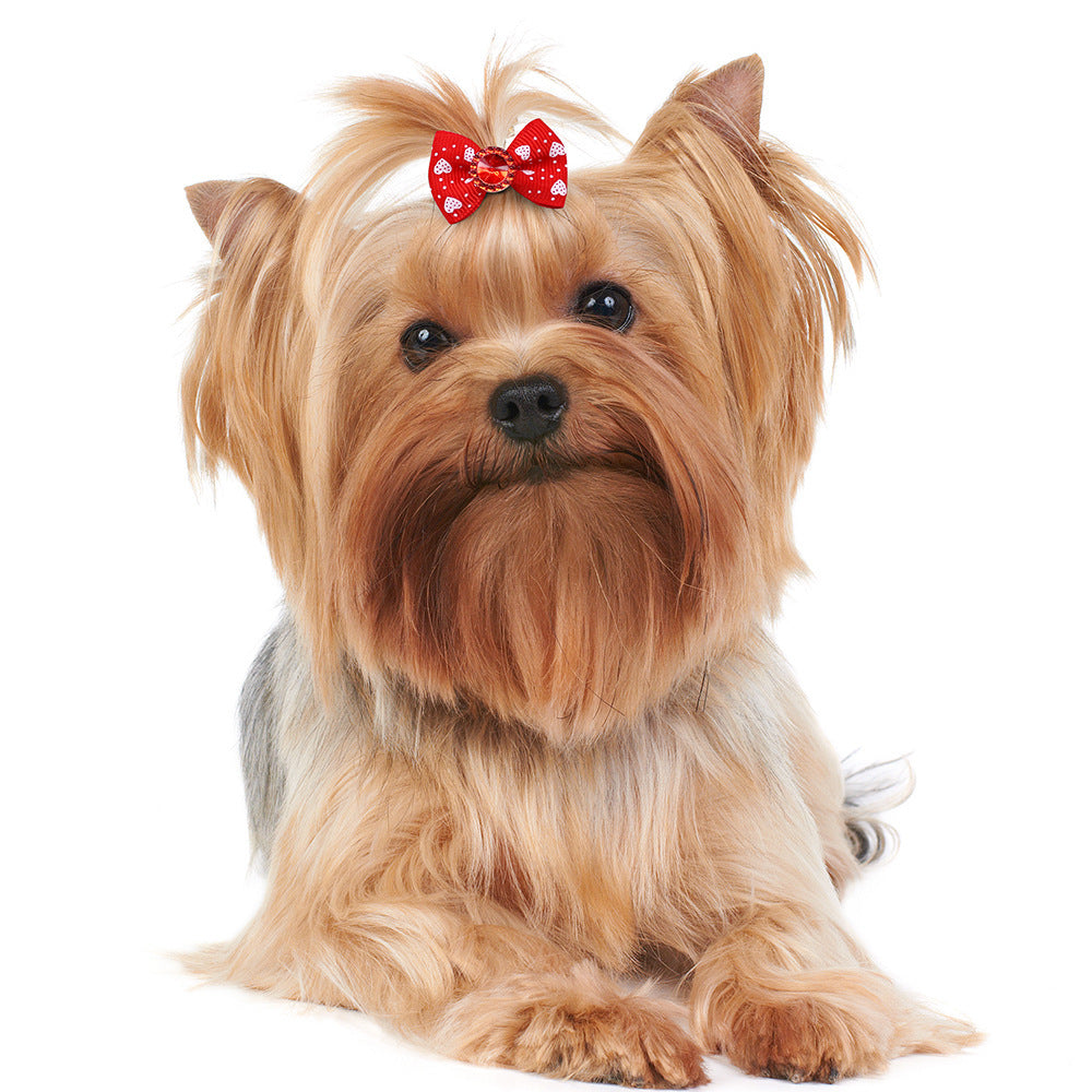 JMT-299274 Pet Hair Bow Accessories with Rubber Band for Dogs and Cats - Pack of 50 Floral Hair Scrunchies