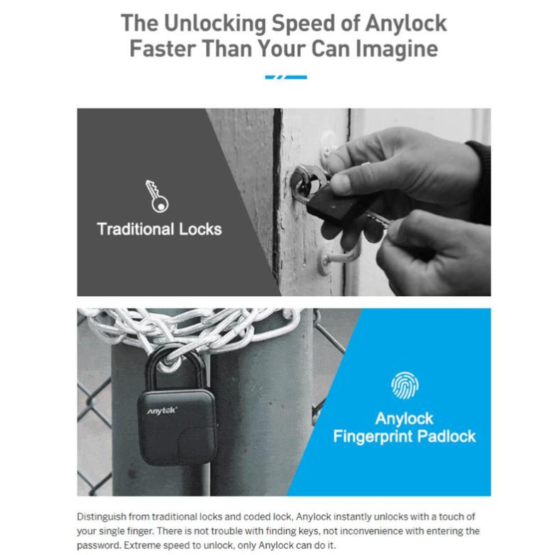 JMT-299274 Waterproof L3 Fingerprint Smart Lock Padlock for Secure Access