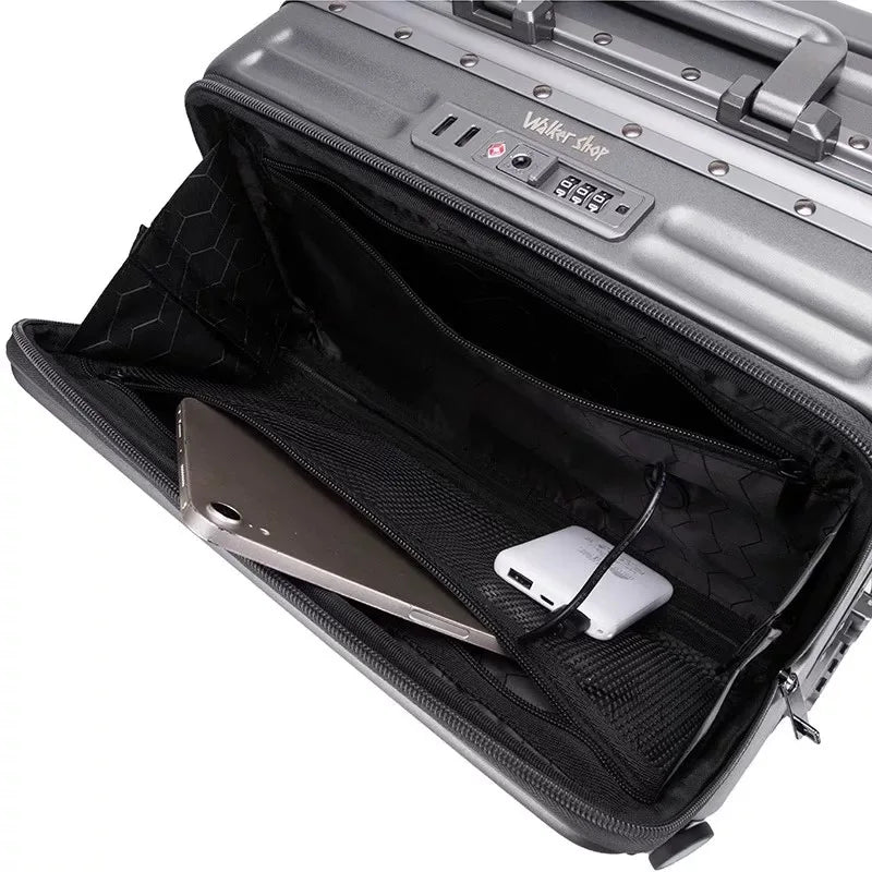 JMT-299338 Compact 20-Inch Modern Carry-On Suitcase with Cup Holder and Lightweight PC & ABS Design