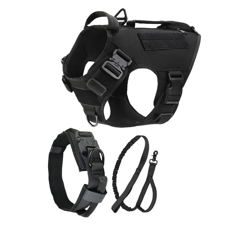 JMT-299786 Tactical Dog Vest for Medium to Large Dogs - Quick Release Chest Strap with Collar and Traction Rope Set