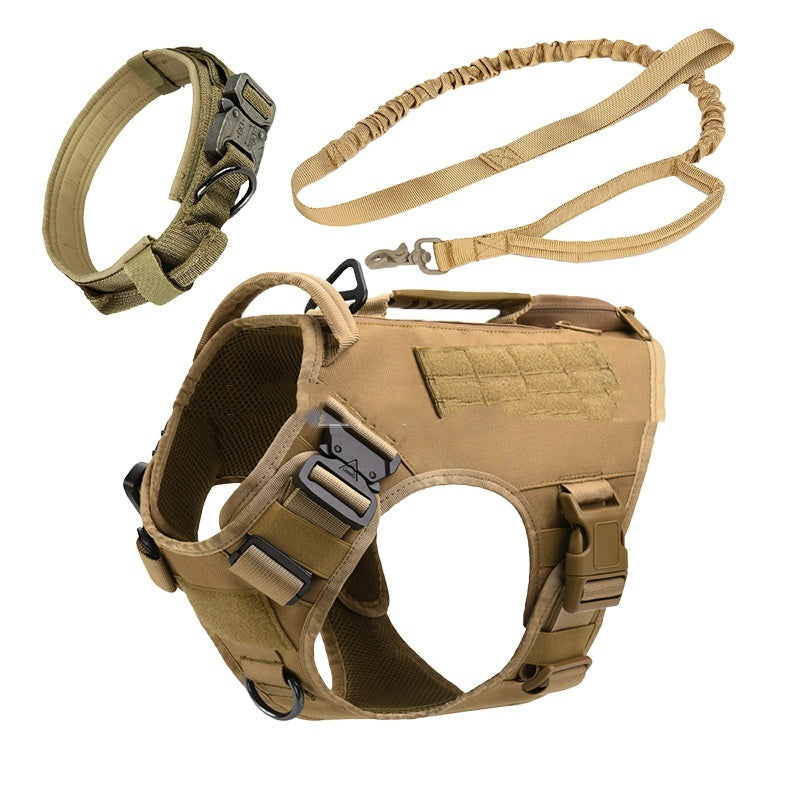 JMT-299786 Tactical Dog Vest for Medium to Large Dogs - Quick Release Chest Strap with Collar and Traction Rope Set