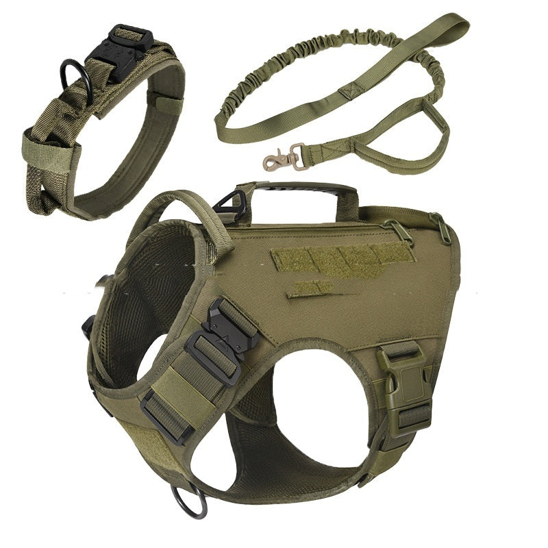 JMT-299786 Tactical Dog Vest for Medium to Large Dogs - Quick Release Chest Strap with Collar and Traction Rope Set