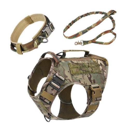 JMT-299786 Tactical Dog Vest for Medium to Large Dogs - Quick Release Chest Strap with Collar and Traction Rope Set