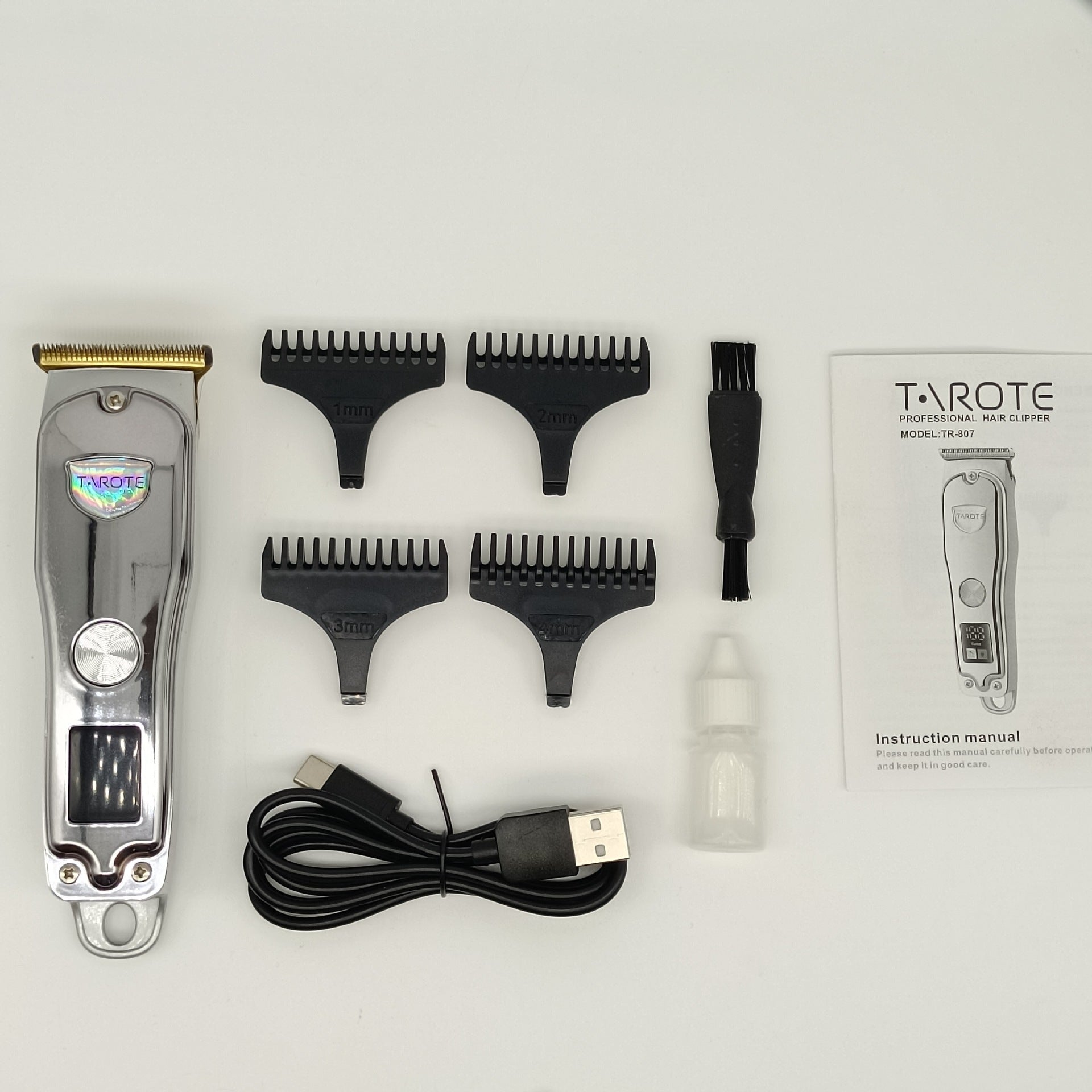 JMT-299850 USB Rechargeable Hair Clipper with Titanium Alloy Blade and LCD Display