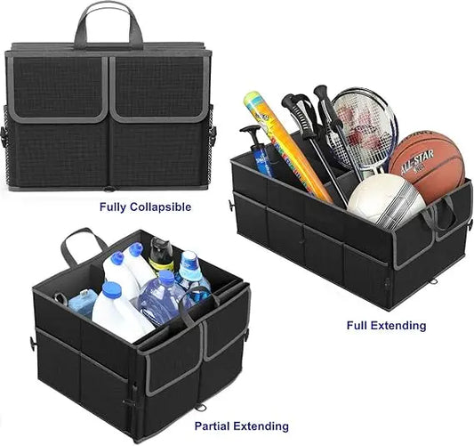 JMT-300234 Collapsible 3-Compartment Car Trunk Organiser for Efficient Vehicle Storage