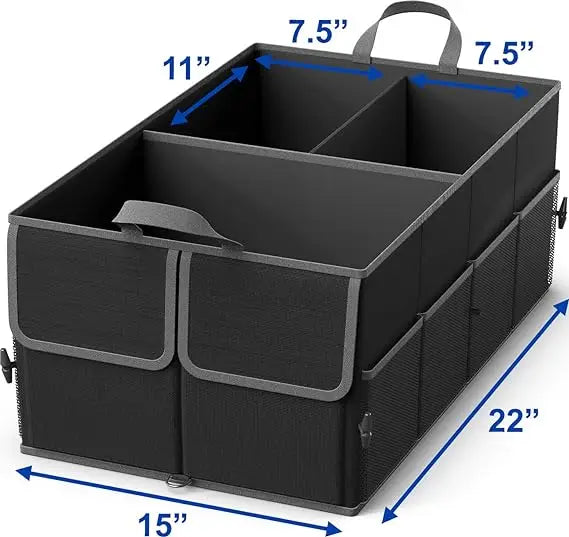 JMT-300234 Collapsible 3-Compartment Car Trunk Organiser for Efficient Vehicle Storage