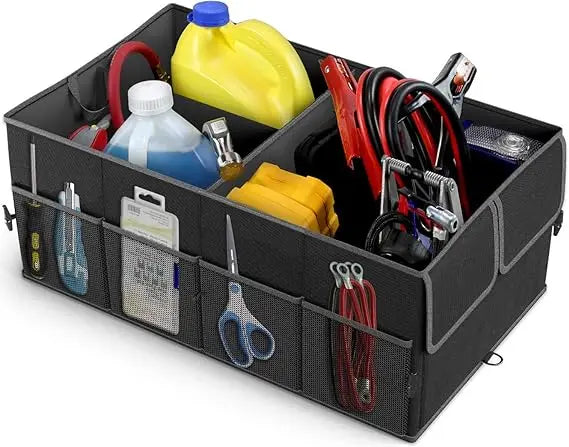 JMT-300234 Collapsible 3-Compartment Car Trunk Organiser for Efficient Vehicle Storage