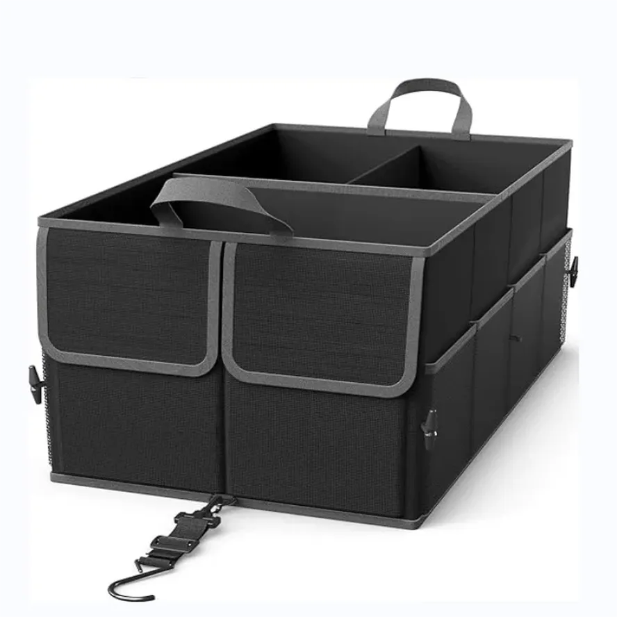JMT-300234 Collapsible 3-Compartment Car Trunk Organiser for Efficient Vehicle Storage