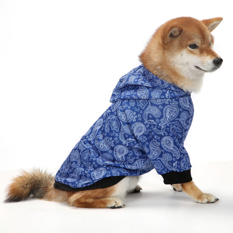 JMT-300234 Thick Fleece-Lined Plaid Hooded Two-Leg Dog Sweater for Winter Wear
