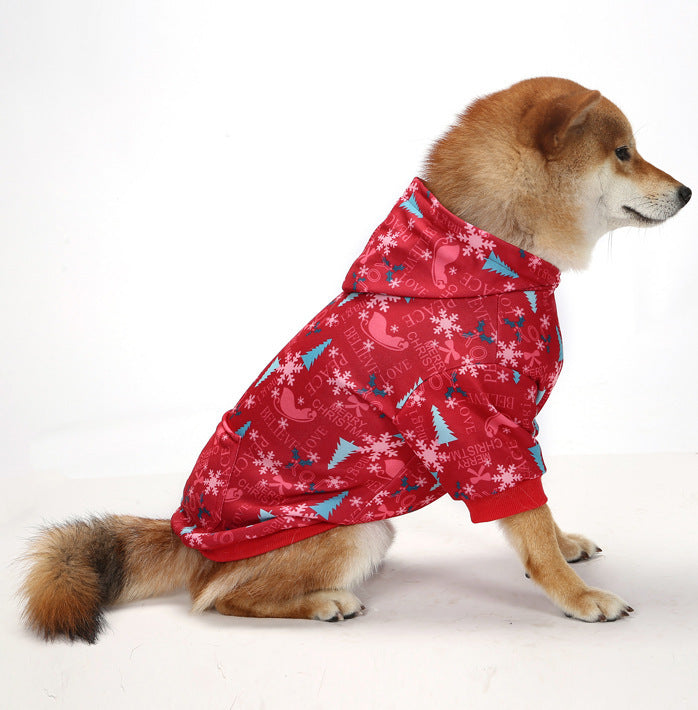 JMT-300234 Thick Fleece-Lined Plaid Hooded Two-Leg Dog Sweater for Winter Wear