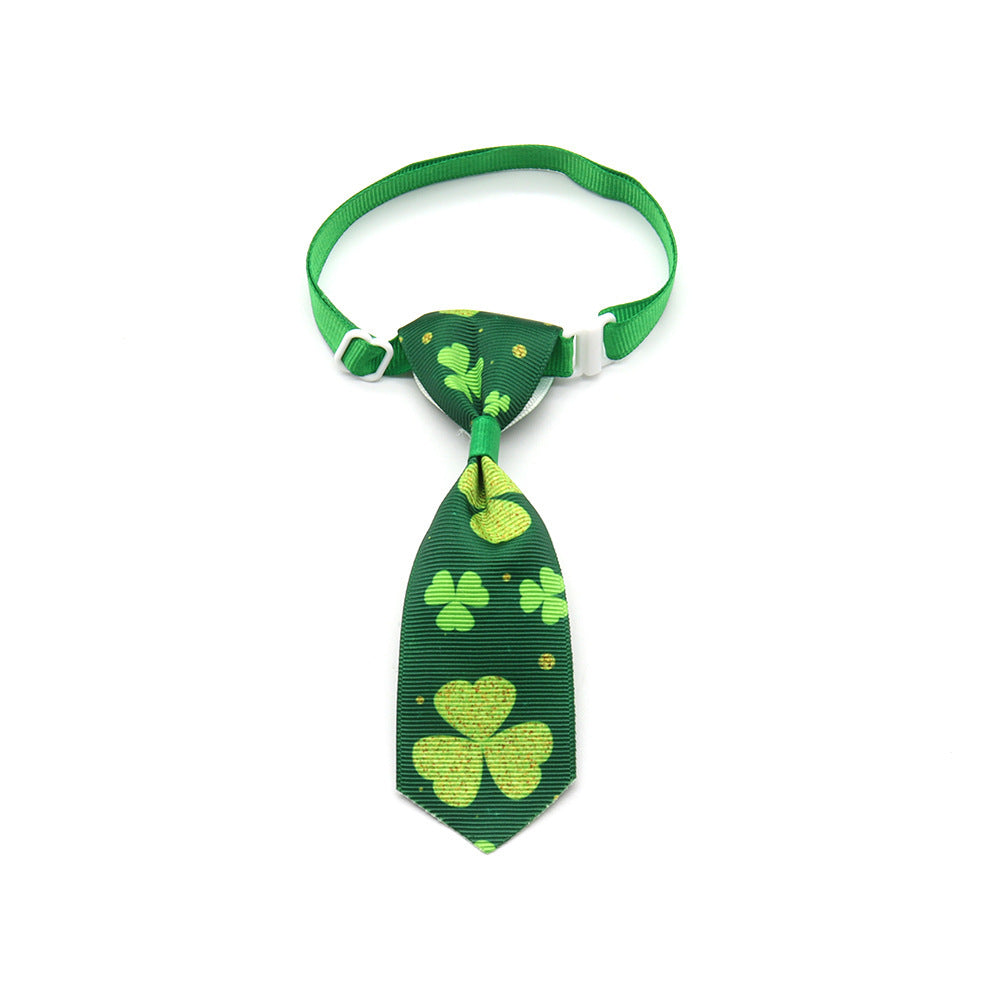 JMT-300426 St. Patrick's Day Adjustable Four-leaf Clover Pet Tie for Festive Celebrations