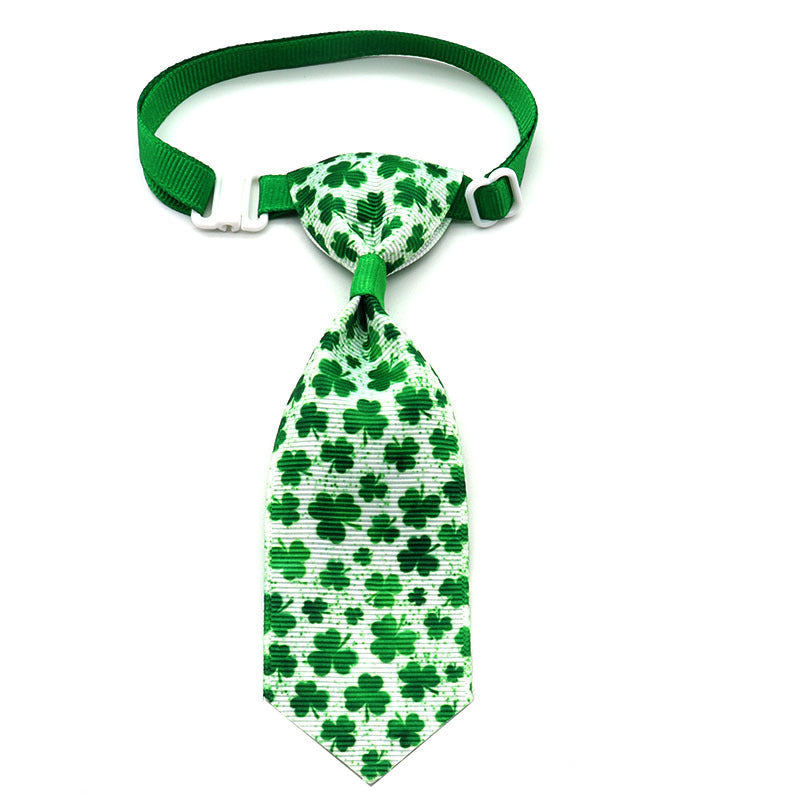 JMT-300426 St. Patrick's Day Adjustable Four-leaf Clover Pet Tie for Festive Celebrations