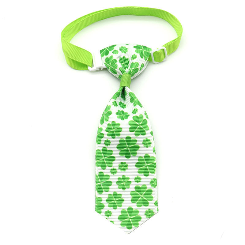 JMT-300426 St. Patrick's Day Adjustable Four-leaf Clover Pet Tie for Festive Celebrations