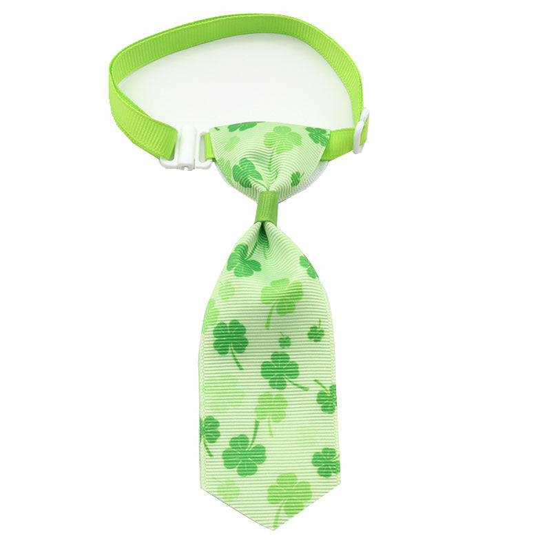 JMT-300426 St. Patrick's Day Adjustable Four-leaf Clover Pet Tie for Festive Celebrations
