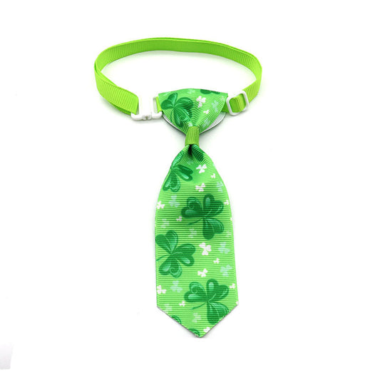 JMT-300426 St. Patrick's Day Adjustable Four-leaf Clover Pet Tie for Festive Celebrations