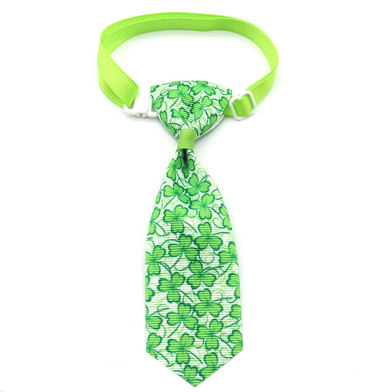 JMT-300426 St. Patrick's Day Adjustable Four-leaf Clover Pet Tie for Festive Celebrations