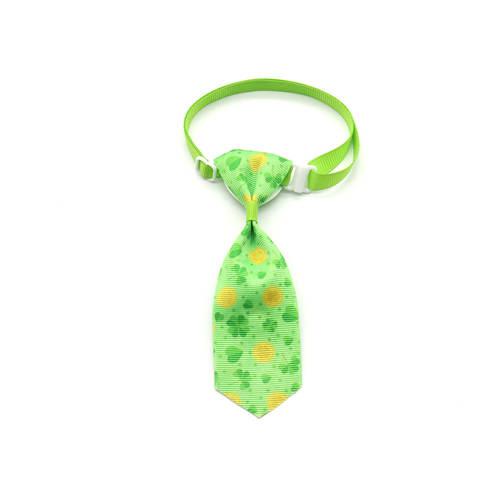 JMT-300426 St. Patrick's Day Adjustable Four-leaf Clover Pet Tie for Festive Celebrations