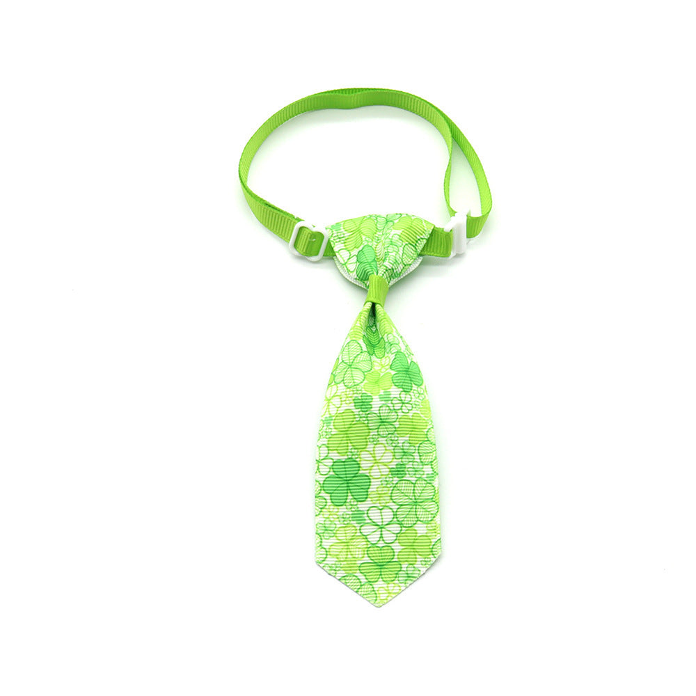 JMT-300426 St. Patrick's Day Adjustable Four-leaf Clover Pet Tie for Festive Celebrations