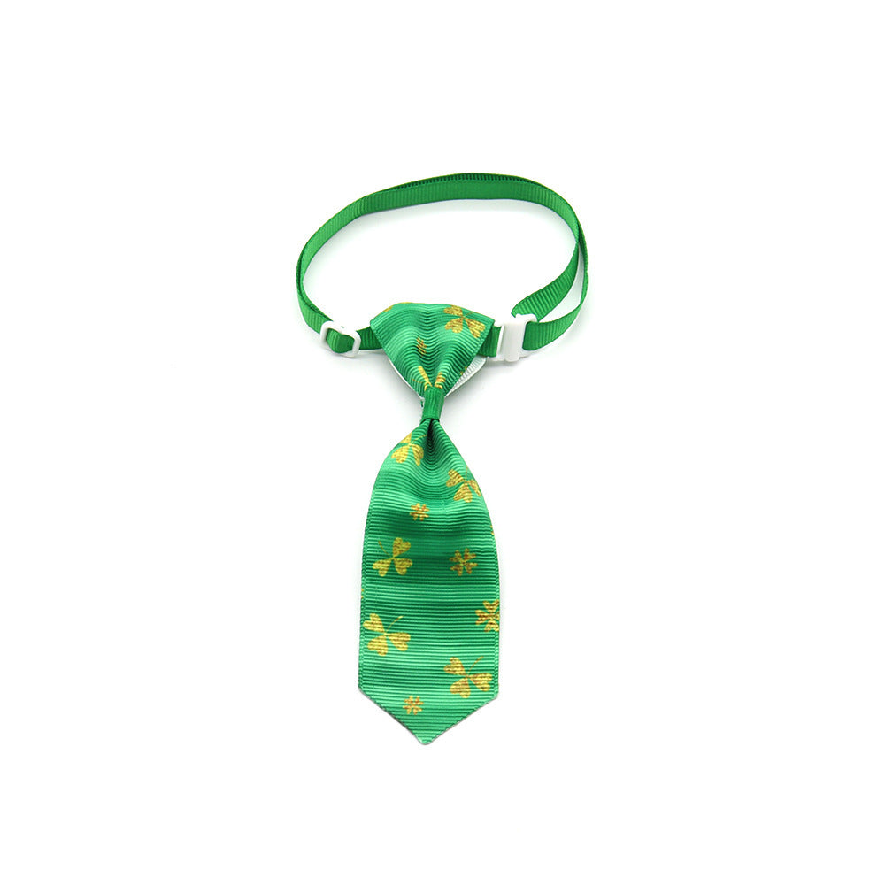 JMT-300426 St. Patrick's Day Adjustable Four-leaf Clover Pet Tie for Festive Celebrations