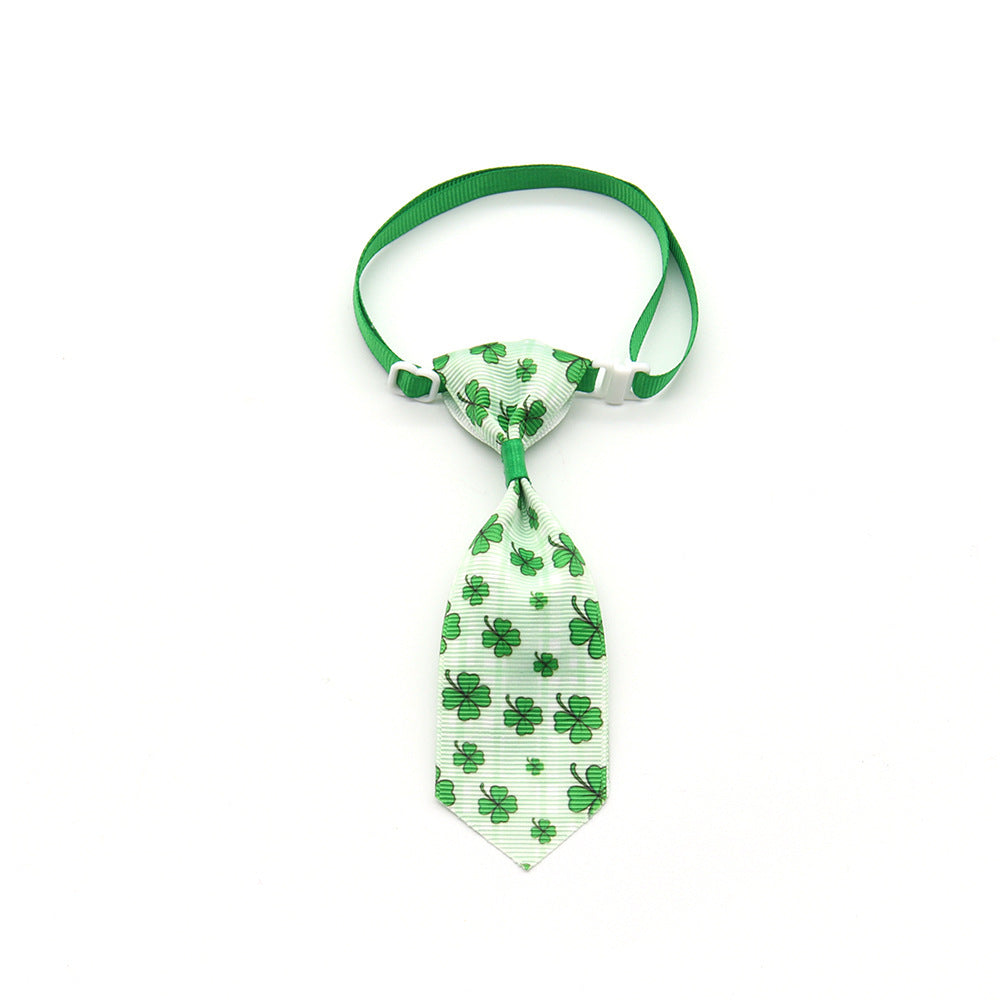 JMT-300426 St. Patrick's Day Adjustable Four-leaf Clover Pet Tie for Festive Celebrations