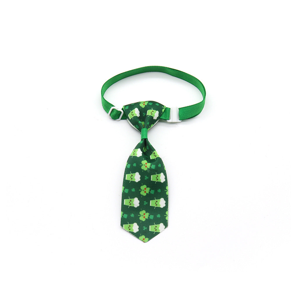 JMT-300426 St. Patrick's Day Adjustable Four-leaf Clover Pet Tie for Festive Celebrations