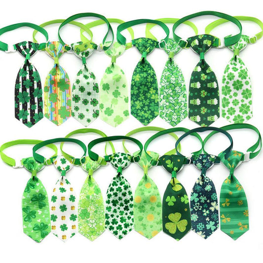 JMT-300426 St. Patrick's Day Adjustable Four-leaf Clover Pet Tie for Festive Celebrations