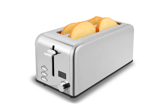 JMT-300554 Stainless Steel Long Slot Toaster with LCD Display for 4 Slices and Grill Function