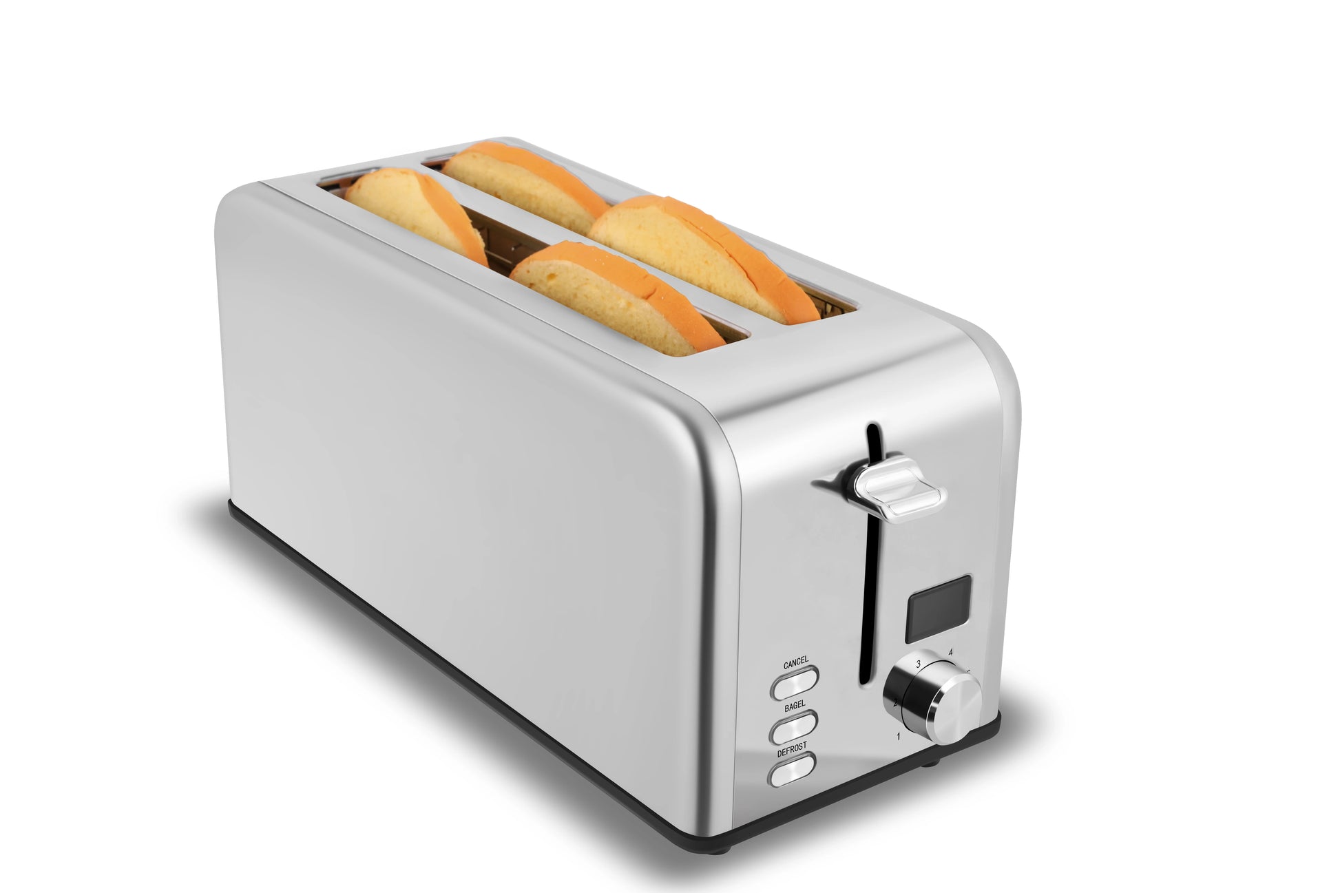 JMT-300554 Stainless Steel Long Slot Toaster with LCD Display for 4 Slices and Grill Function