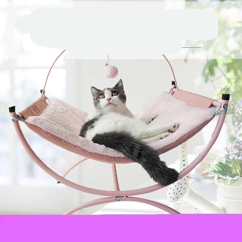 JMT-300618 Cozy Metal Cloth Cat Recliner Bed in Pink and Gray - Soft Nesting Space for Cats