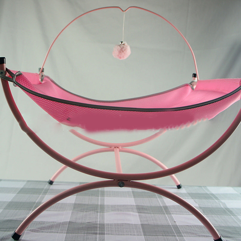 JMT-300618 Cozy Metal Cloth Cat Recliner Bed in Pink and Gray - Soft Nesting Space for Cats