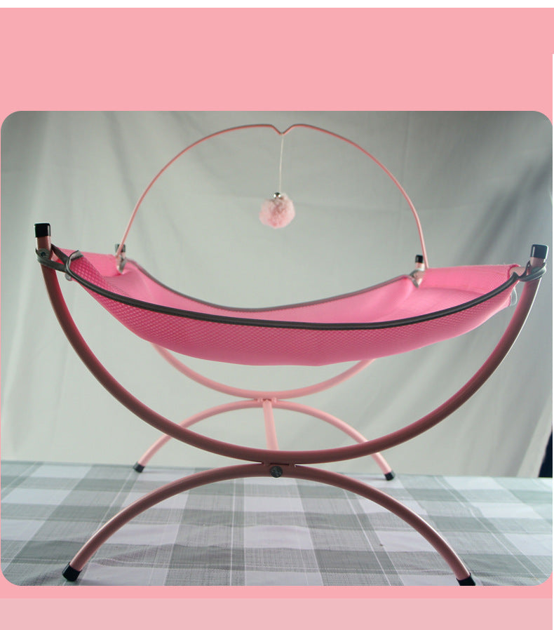 JMT-300618 Cozy Metal Cloth Cat Recliner Bed in Pink and Gray - Soft Nesting Space for Cats