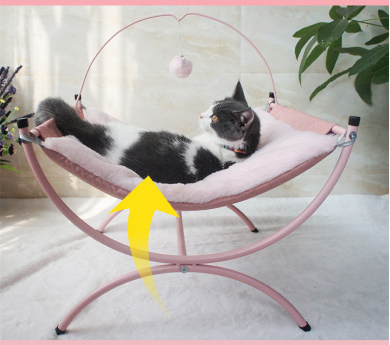 JMT-300618 Cozy Metal Cloth Cat Recliner Bed in Pink and Gray - Soft Nesting Space for Cats