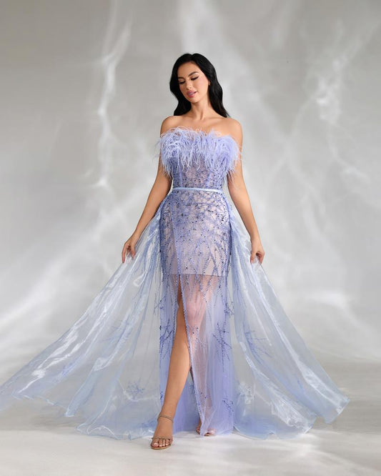 JMT-301002 Elegant Blue Evening Dress - Model SH0045