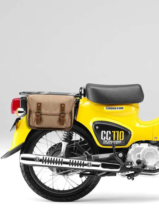 JMT-301130 Vintage Motorcycle Toolkit Crossbody Bag - Heavy Duty Waxed Canvas with Leather Accents