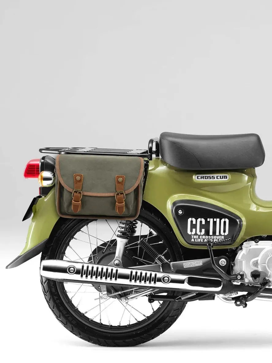 JMT-301130 Vintage Motorcycle Toolkit Crossbody Bag - Heavy Duty Waxed Canvas with Leather Accents