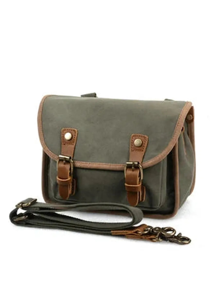 JMT-301130 Vintage Motorcycle Toolkit Crossbody Bag - Heavy Duty Waxed Canvas with Leather Accents