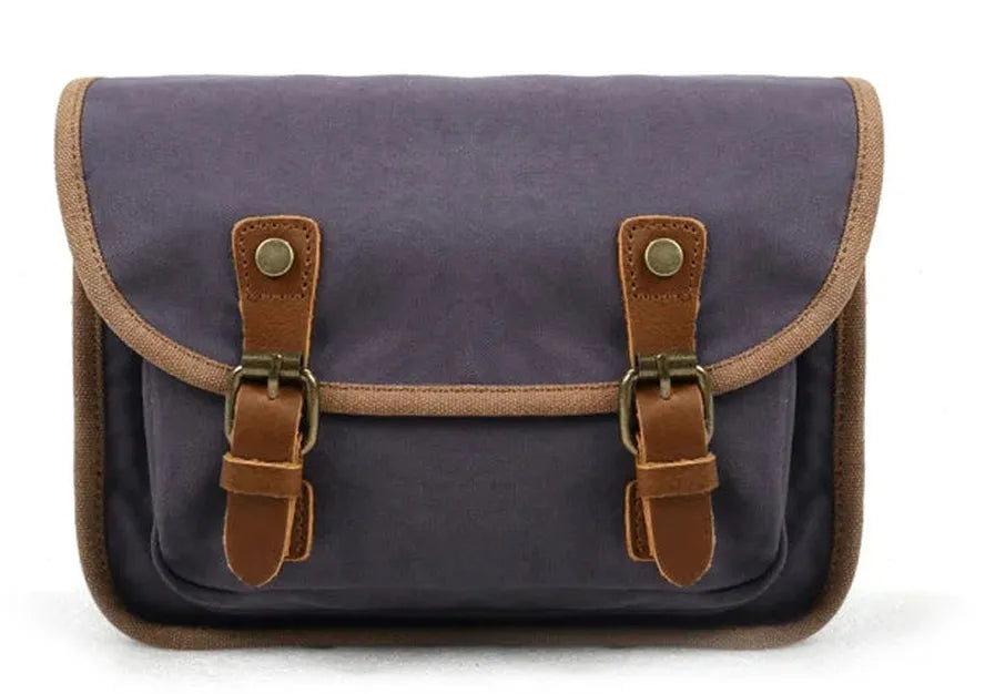 JMT-301130 Vintage Motorcycle Toolkit Crossbody Bag - Heavy Duty Waxed Canvas with Leather Accents