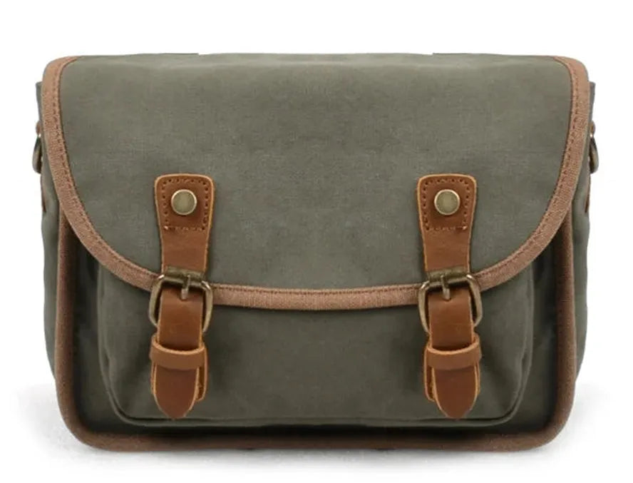 JMT-301130 Vintage Motorcycle Toolkit Crossbody Bag - Heavy Duty Waxed Canvas with Leather Accents