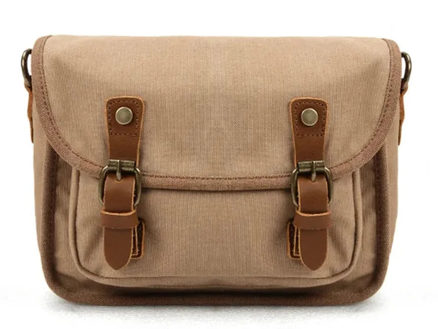 JMT-301130 Vintage Motorcycle Toolkit Crossbody Bag - Heavy Duty Waxed Canvas with Leather Accents