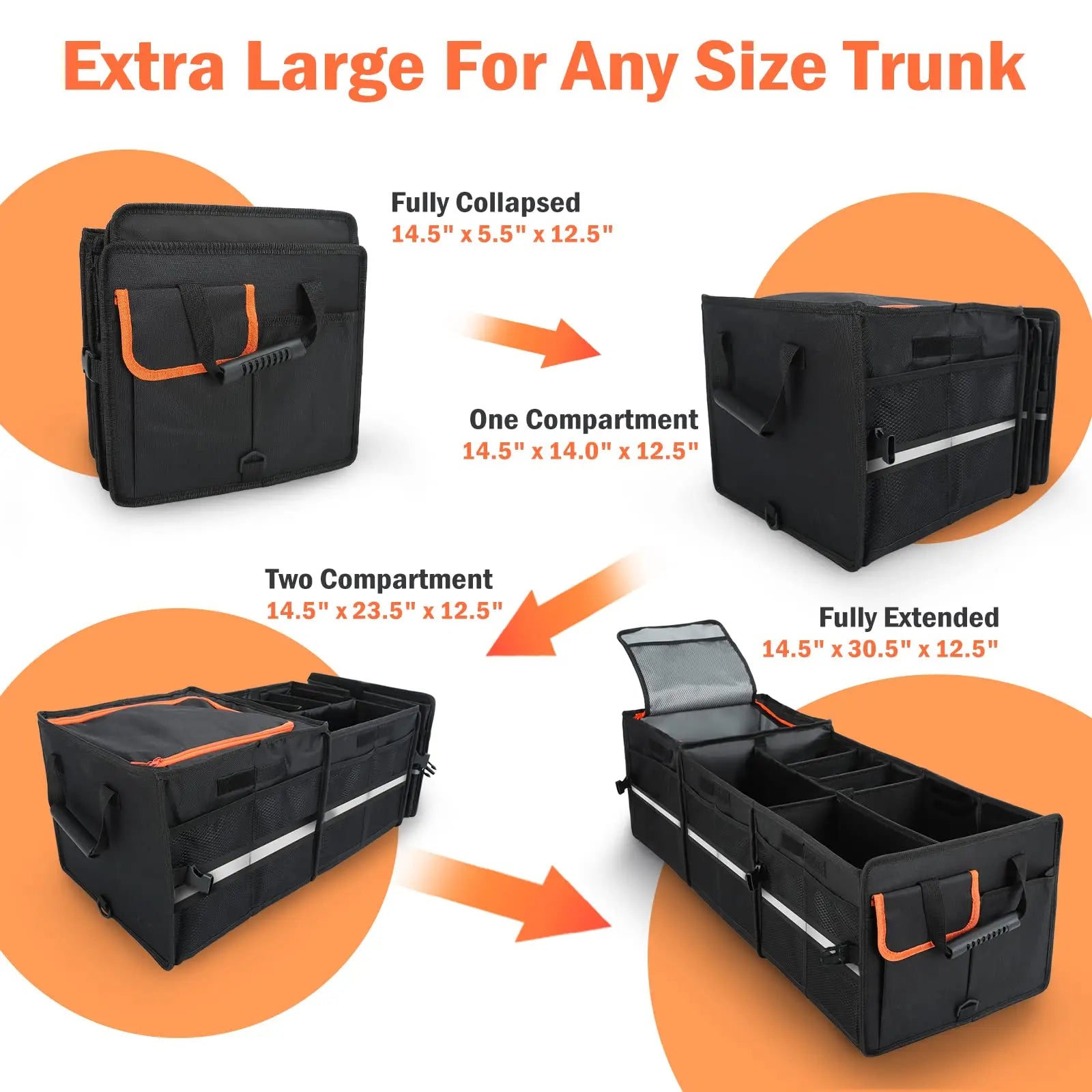JMT-301386 Spacious Collapsible Car Trunk Organizer and Cooler Bag for Efficient Storage Solutions