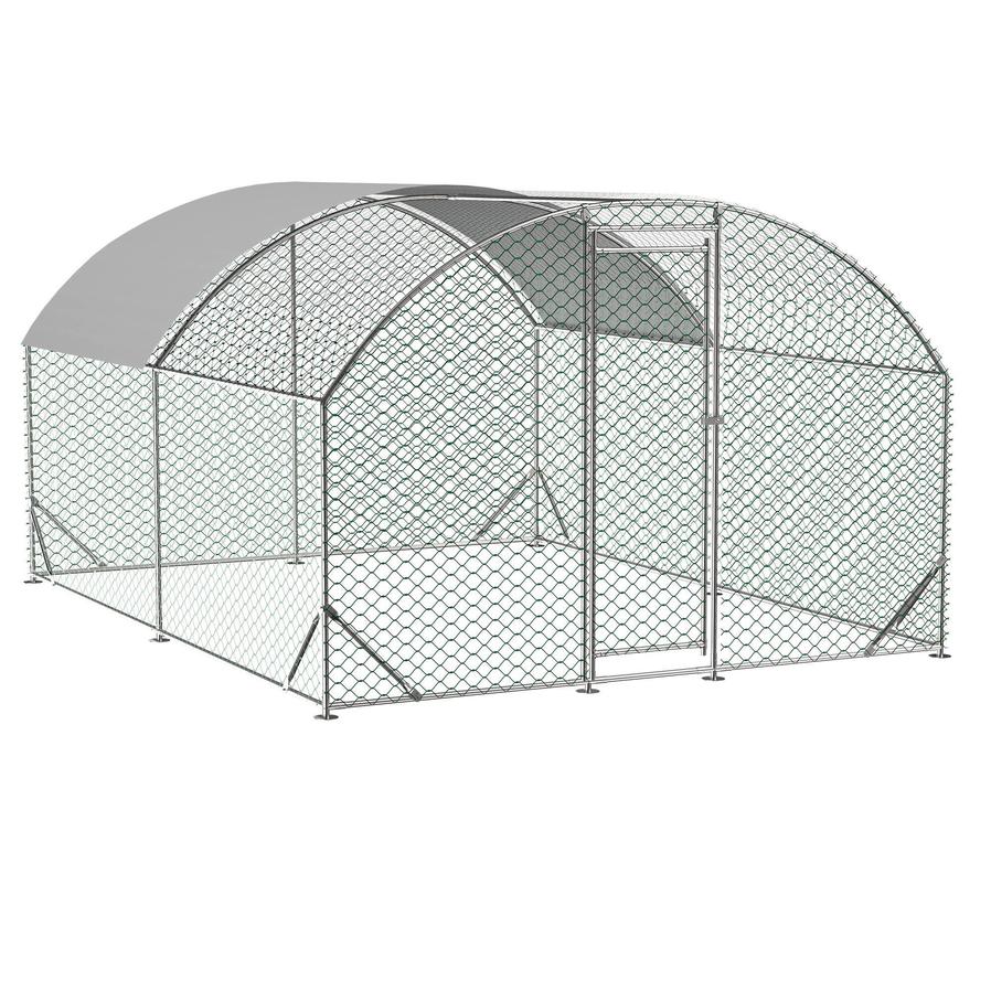 JMT-301770 Large Metal Chicken Coop with Waterproof and UV-Resistant Cover, Walk-In Chicken Run for Outdoor Use - 9.84 x 13.12 x 6.56 Ft