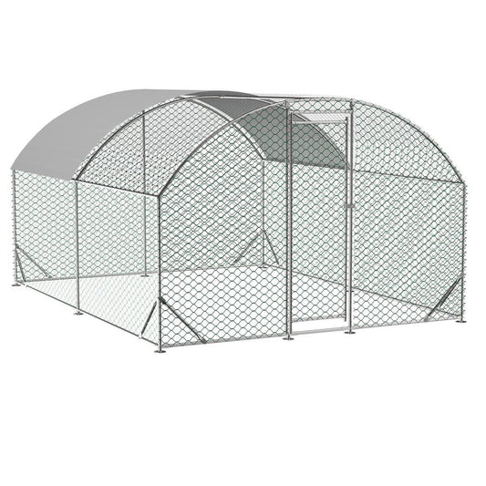 JMT-301770 Large Metal Chicken Coop with Waterproof and UV-Resistant Cover, Walk-In Chicken Run for Outdoor Use - 9.84 x 13.12 x 6.56 Ft