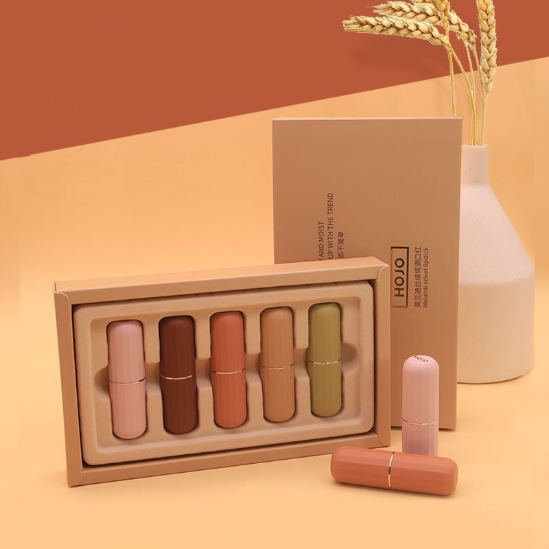 JMT-302026 Mousse Velvet Lipstick Set - Moisturizing Finish, 5 Sticks, 3.8g Each