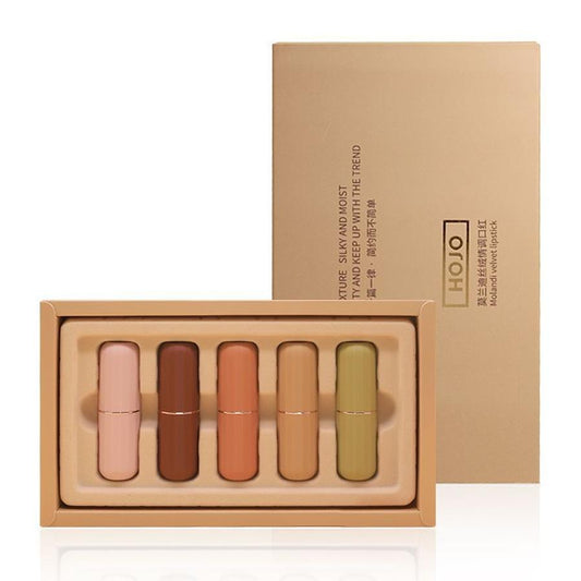 JMT-302026 Mousse Velvet Lipstick Set - Moisturizing Finish, 5 Sticks, 3.8g Each