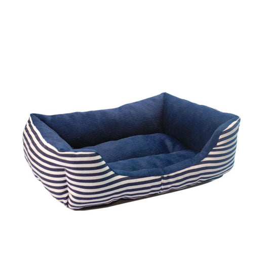 JMT-302218 Luxurious Retro Square Pet Sofa Nest with Monochrome Stripes in Red and Blue - Available in Sizes S, M, L
