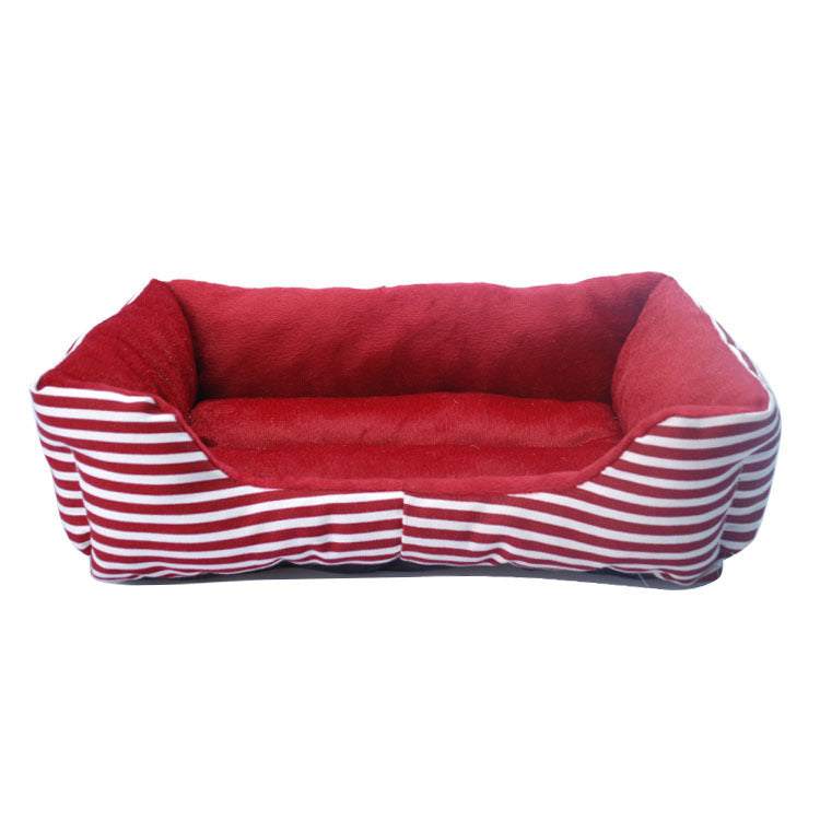 JMT-302218 Luxurious Retro Square Pet Sofa Nest with Monochrome Stripes in Red and Blue - Available in Sizes S, M, L