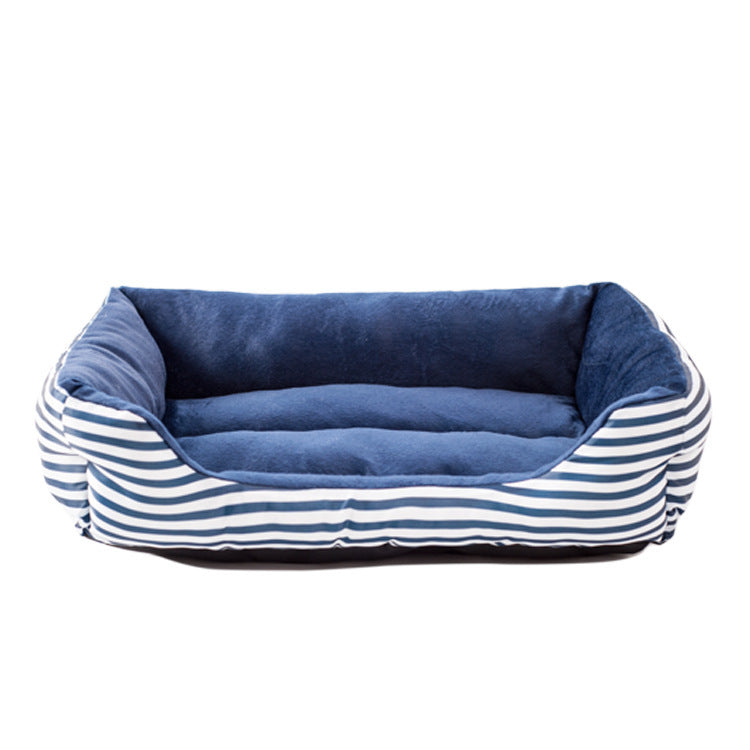 JMT-302218 Luxurious Retro Square Pet Sofa Nest with Monochrome Stripes in Red and Blue - Available in Sizes S, M, L
