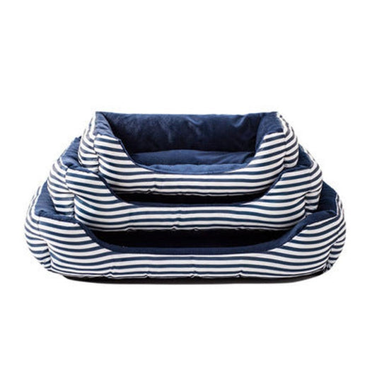 JMT-302218 Luxurious Retro Square Pet Sofa Nest with Monochrome Stripes in Red and Blue - Available in Sizes S, M, L